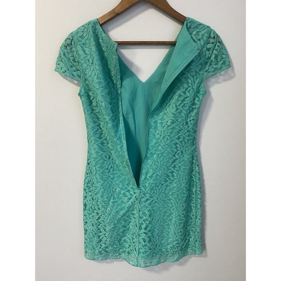 Lilly Pulitzer Erica Seafoam Green Metallic Jungle Lace Shift Dress $228 XS EUC - Picture 6 of 6